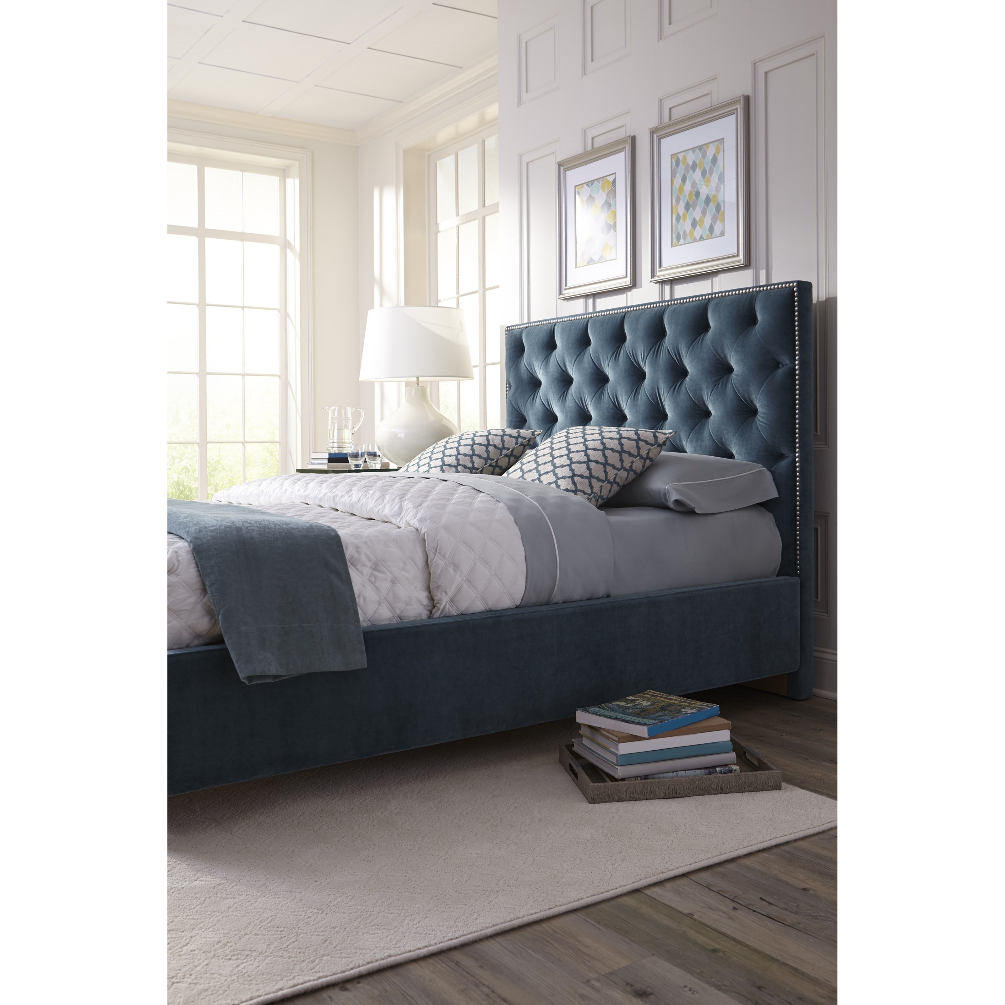 Rowe My Style Beds Hamilton 60'' Queen Upholstered Bed with Button
